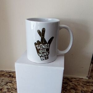 White Mug with Peace Sign Design